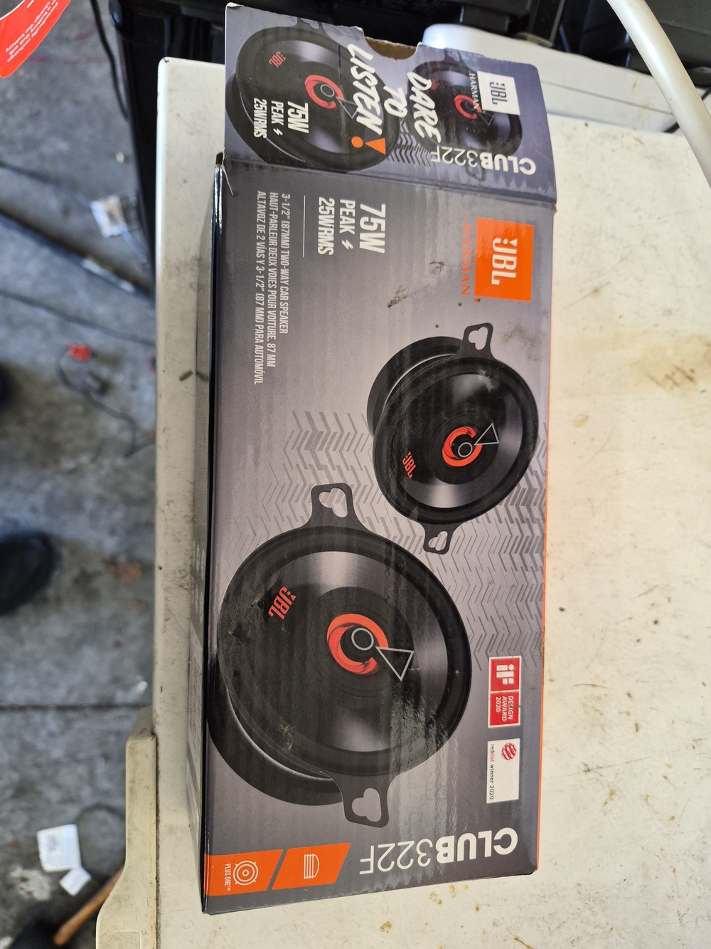 JBL Club 322F 75W Car Speakers - Black with Orange Accents